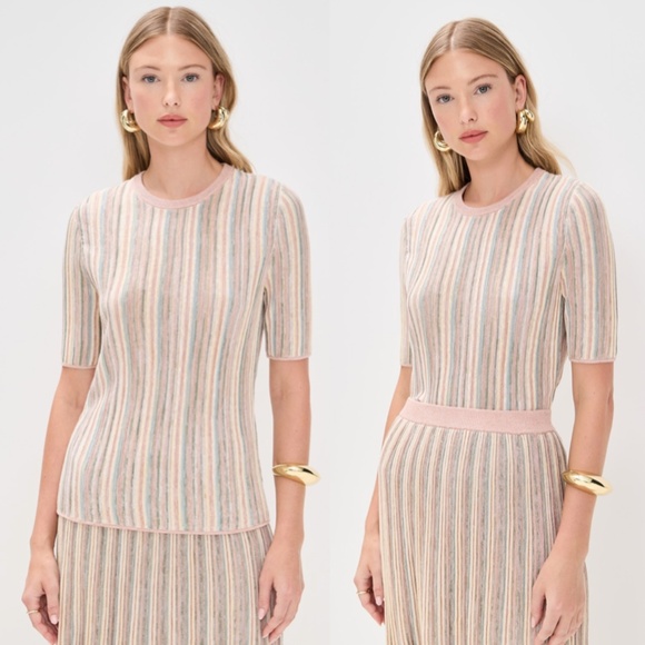 Zimmermann Illuminate Mouline Pleated Short Sleeve Sweater Tee US 10 NWT - Picture 1 of 17